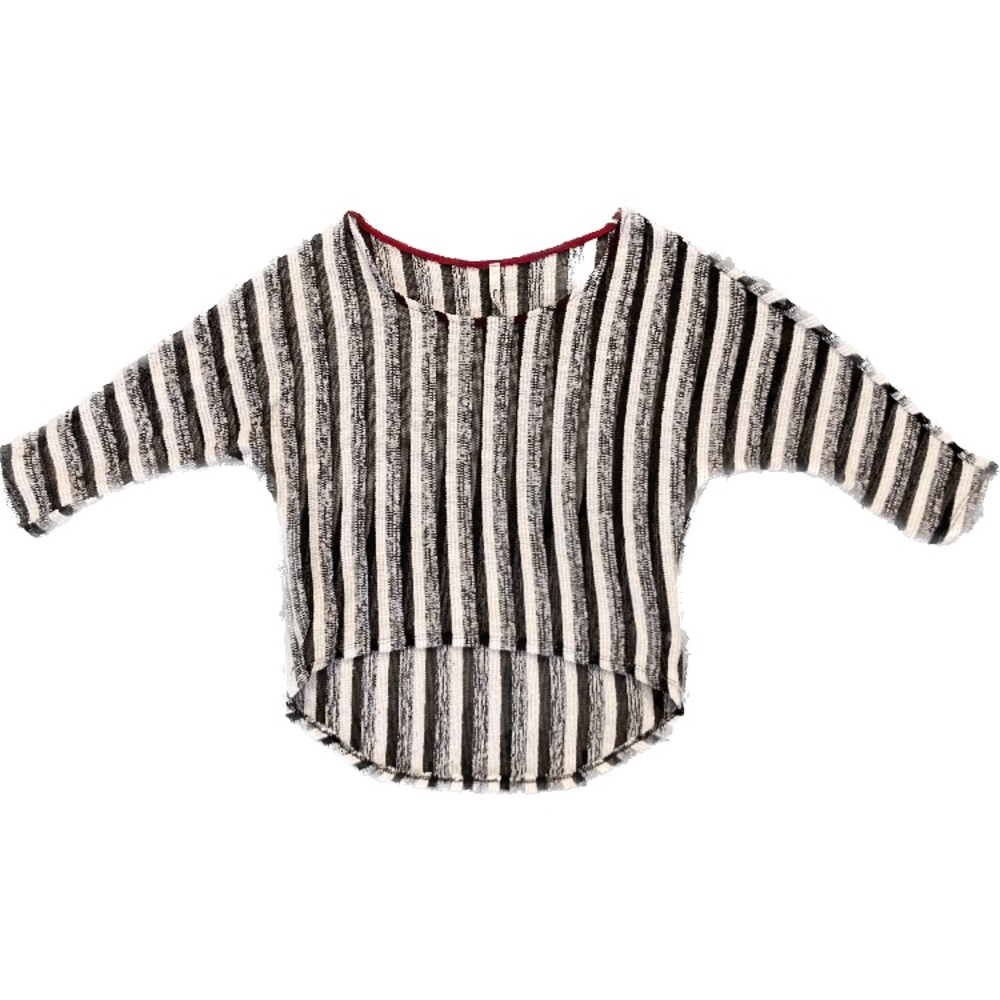 A02 Mind Code Top Hi Low Dolman Half Sleeve Mesh Sheer Knit Shirt Striped Small